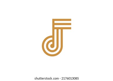  Note Music Monoline Logo Vector