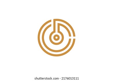  Note Music Monoline Logo Vector