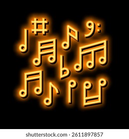 note music neon light sign vector. note music illustration