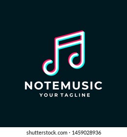 Note music overlapping logo and icon design vector.