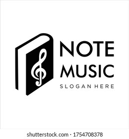 Note music with paper book for education, book Music Logo Icon Design.Logo Design. Play music logo Template