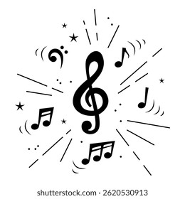 Note music vector illustration. Music note black icons set. Isolated music notes symbols on white background. Music notes icon set, notes symbol