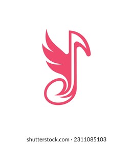 note music wing logo vector illustration, wing logo template vector icon illustration design