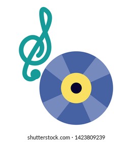 note musical vinyl on white background vector illustration