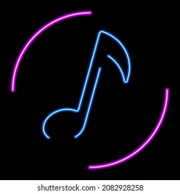 note neon sign, modern glowing banner design, colorful modern design trends. Vector illustration.
