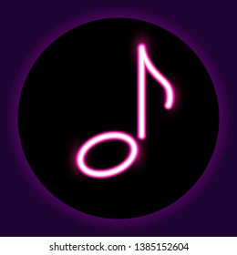 Note neon sign. Vector illustration. Concept of music promotion.
