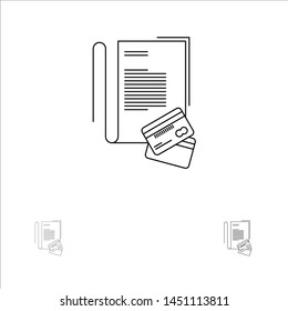Note, Notebook, Cards, Credit,  Bold and thin black line icon set