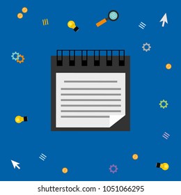 Note on the it background. Flat vector. Lamps, gadgets.