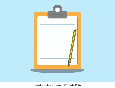 Note on clipboard and pencil. 