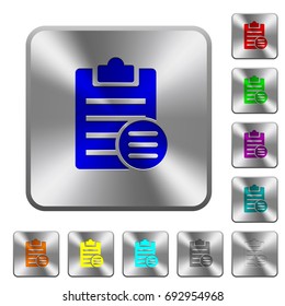 Note options engraved icons on rounded square glossy steel buttons