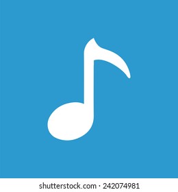 note outline icon, isolated, white on the blue background. Exclusive Symbols 