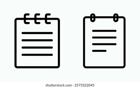 Note outline or line icon design bundle.
