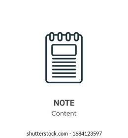 Note outline vector icon. Thin line black note icon, flat vector simple element illustration from editable content concept isolated stroke on white background