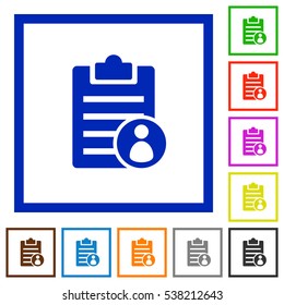 Note owner flat color icons in square frames