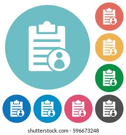 Note owner flat white icons on round color backgrounds