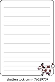 note pad with a cartoon cow at the bottom