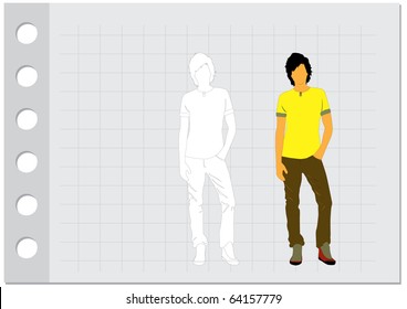 Note pad with cartoon drawing
