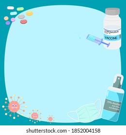 Note pad in Coronavirus disease (COVID-19) themes on blue background. Flat illustration and minimal design. Education for kid to remind for personal protection in pandemic.