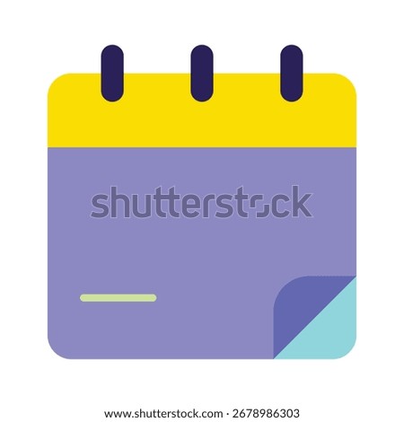 Note pad or daily calendar icon. Colorful flat vector graphic with a curled page corner. Symbol for memo, reminder, to-do list, and office organization. Isolated.