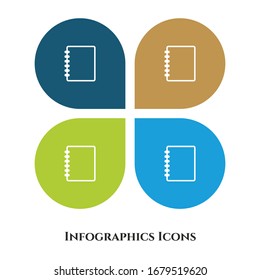 Note Pad or Diary Vector Illustration icon for all purpose. Isolated on 4 different backgrounds.