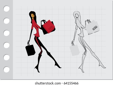 Note pad with drawing