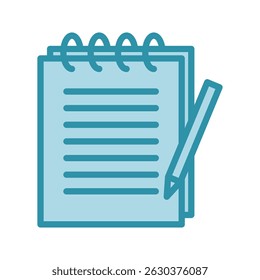 Nota Pad color azul de doble tono, mini icono de ilustración. uso para el concepto moderno, impresión, interfaz de usuario, kit de UX, Web y desarrollo de App. Vector relacionado con ventas, logística y comercio electrónico