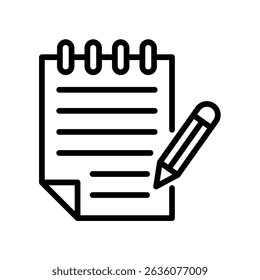 Bloco de Anotações. Ilustração de vetor de linha de ícone