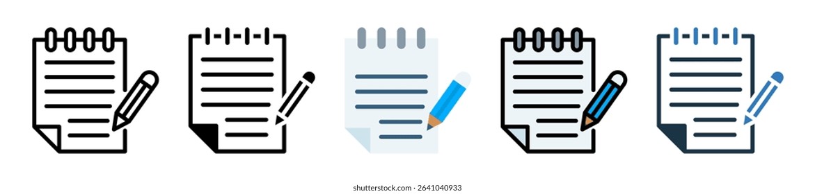 Note Pad Icon Multiple Style Vector Illustration