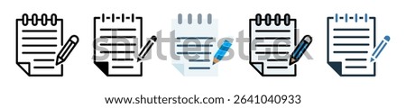 Note Pad Icon Multiple Style Vector Illustration