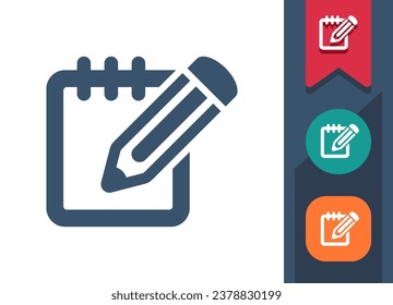 Notieren Sie Pad Icon. Notepad, Schreiben, Stift, Notizen aufnehmen. Professionelles, Pixel perfektes Vektorsymbol.