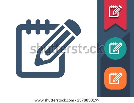 Note Pad Icon. Notepad, Writing, Pencil, Taking Notes. Professional, pixel perfect vector icon.