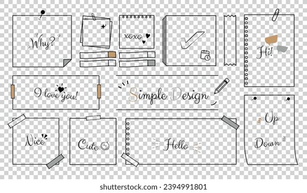 Note Pad Icons Set - Simple Flat Vector Illustrations Isolated On Transparent Background
