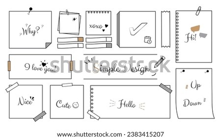 Note Pad Icons Set - Simple Flat Vector Illustrations Isolated On White Background
