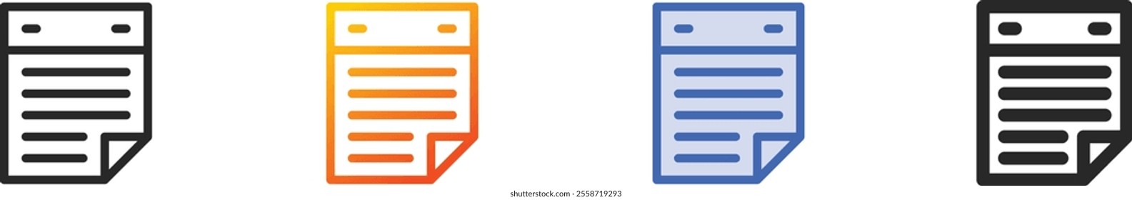 note pad icon.Thin Linear, Gradient, Blue Stroke and bold Style Design Isolated On White Background