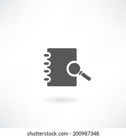note pad with a magnifying glass icon