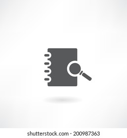 note pad with a magnifying glass icon