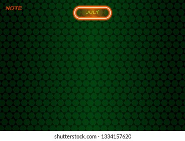 Note pad neon sign for July month