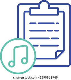 Note pad outline dual color vector illustration icon design