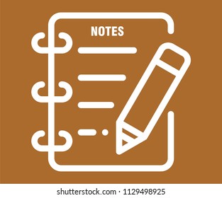 NOTE PAD WITH PENCIL VECTOR ICON 