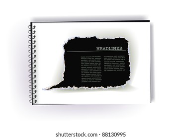 note pad with ripped paper design of bubble