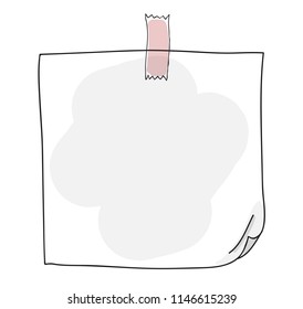 Note pads and adhesive tapes cute hand drawn art vector illustration