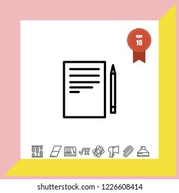 Note papaer pencil icon vector