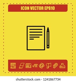 Note papaer pencil icon vector