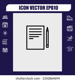 Note papaer pencil icon vector