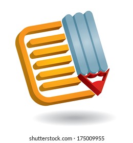Note paper - abstract communication icon, with document and pen