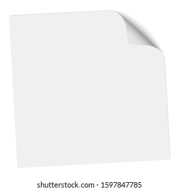 Note paper with a bent upper right corner. Vector illustration.