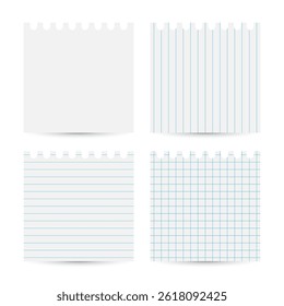 Note paper blank sheet torn piece of paper notebook page templates for message vector objects isolated