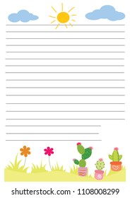 Note paper with cactus.