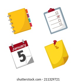 Note paper and calendar set vector