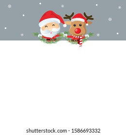 note paper christmas concept santa and reindeer on winter